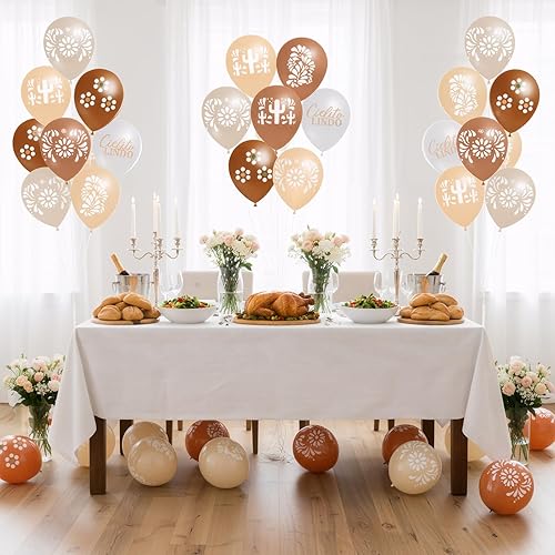 Miniatura 7 de Soulchen 45 globos Cielito Lindo para decoración de fiesta, 12 pulgadas, Platos De Barro, globos de fiesta, decoración de fiesta de Talavera Marrón,