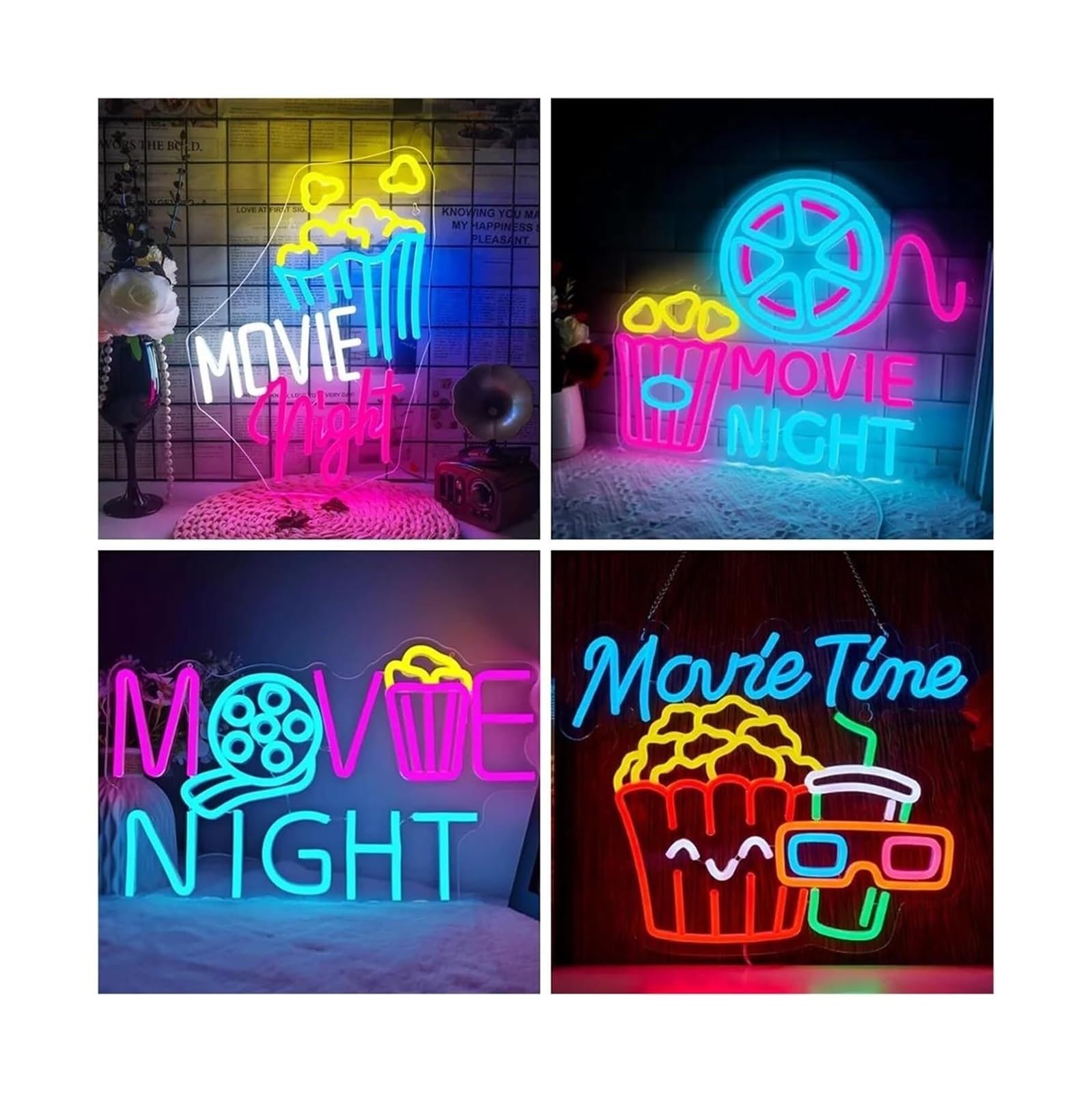 LED Lampada al neon Lampada da parete per popcorn, decorazione per sala cinema, luce al neon per, serata cinematografica(30.5X32cm)