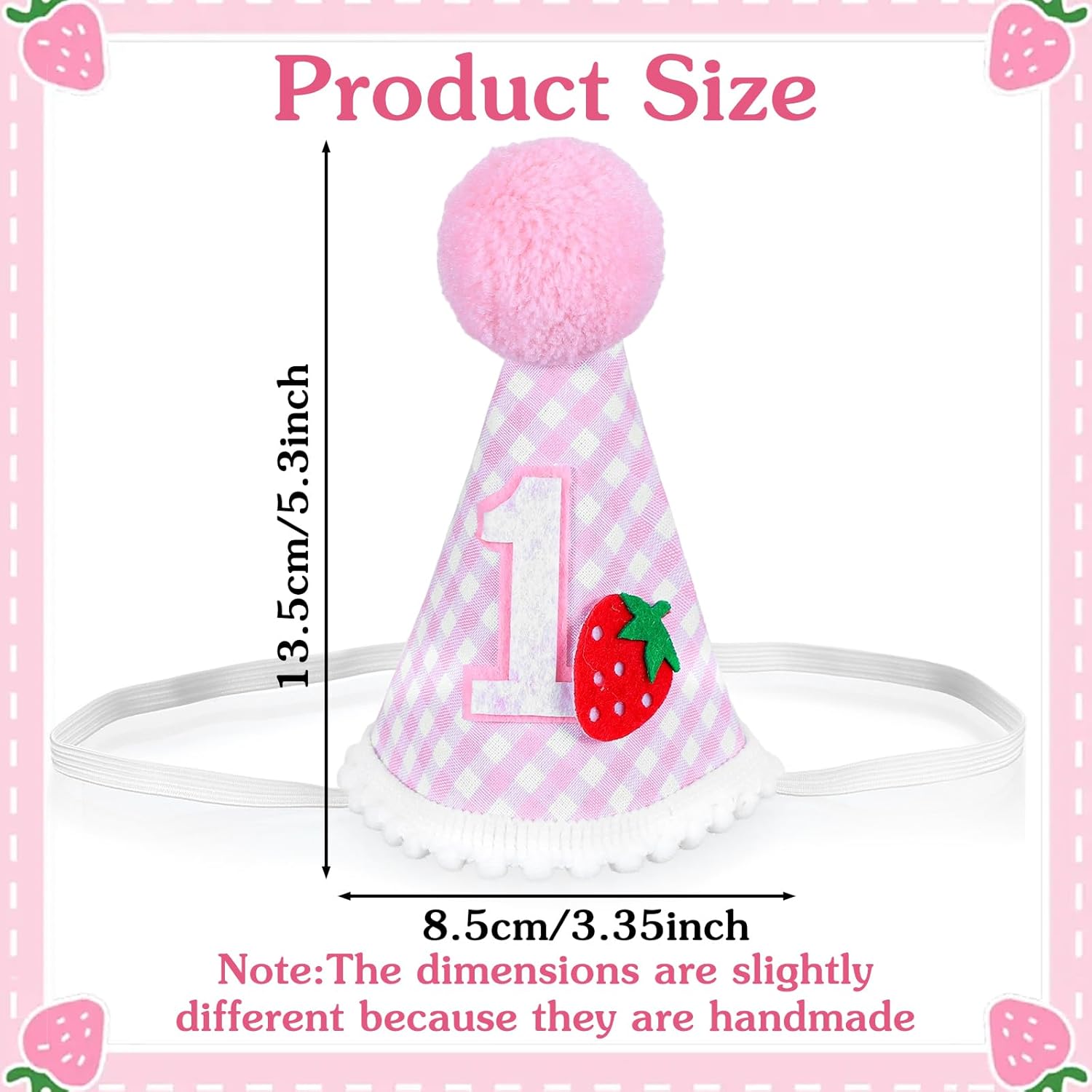 Strawberry 1st Birthday Hat, First Birthday Hat Pink First Birthdays Crown Berry Sweet Birthdays Party decor Strawberry Theme One BirthdayHats for Girls