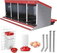 SPITHA 4-Hole Roll-Out Chicken Nesting Box with Reverse Egg Collection, Galvanized Steel, Perch, Fits 20 Hens