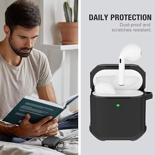 Miniatura 2 de Ztacking - Funda rígida protectora para Airpods 2 y 1, resistente a prueba de golpes, con llavero frontal LED visible, diseñada para funda de Airpod