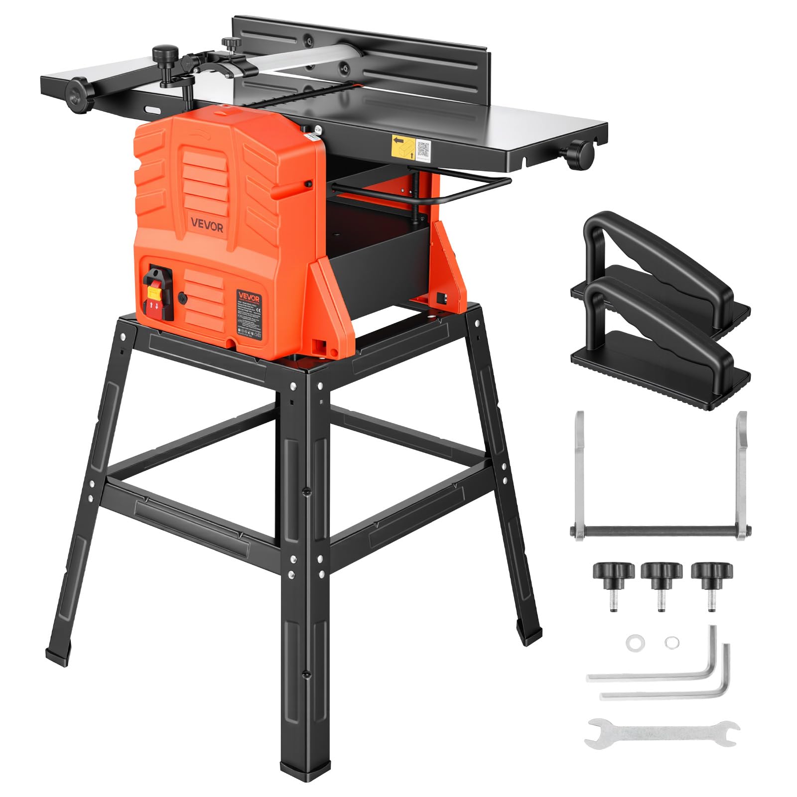 VEVOR Piallatrice del Legno 2,​4 CV Pialla da Banco per Lavorazione del Legno 25,​4 x 92,​5 cm Falegnameria Velocità 8000 giri/​min con Supporto Testa di Taglio Dritta 2 Lame Profondità Taglio Regolabile