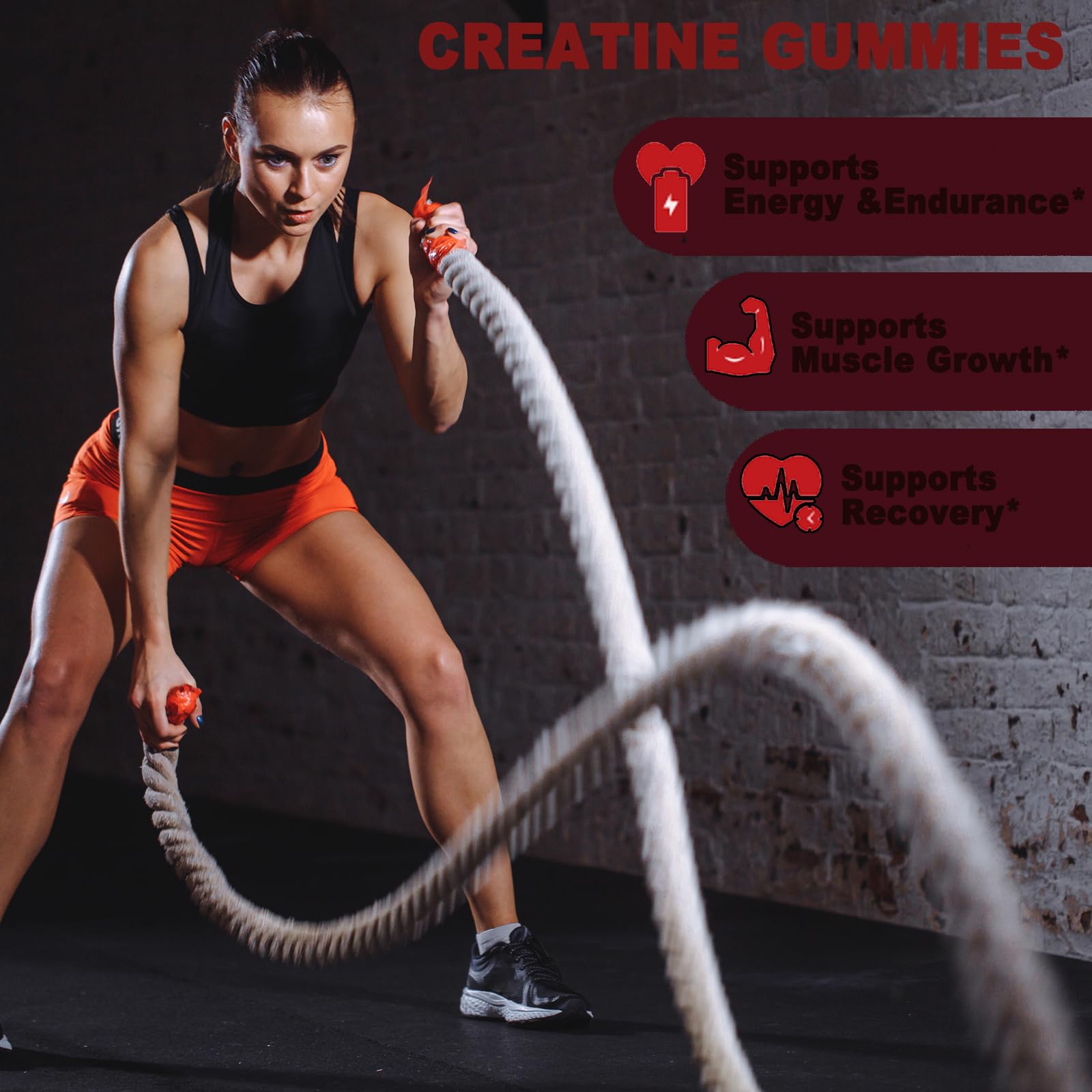 Creatine Monohydrate Gummies 5000mg Sugar Free 120 Strawberry — Amazon image 3