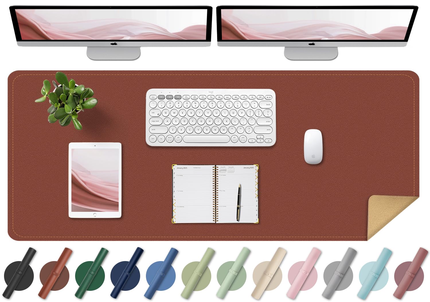 Portapenne In Finta Pelle | 8x10.8cm | Multifunzione | Per Scrivania Ufficio O Casa | Colore Marrone - Foto 4