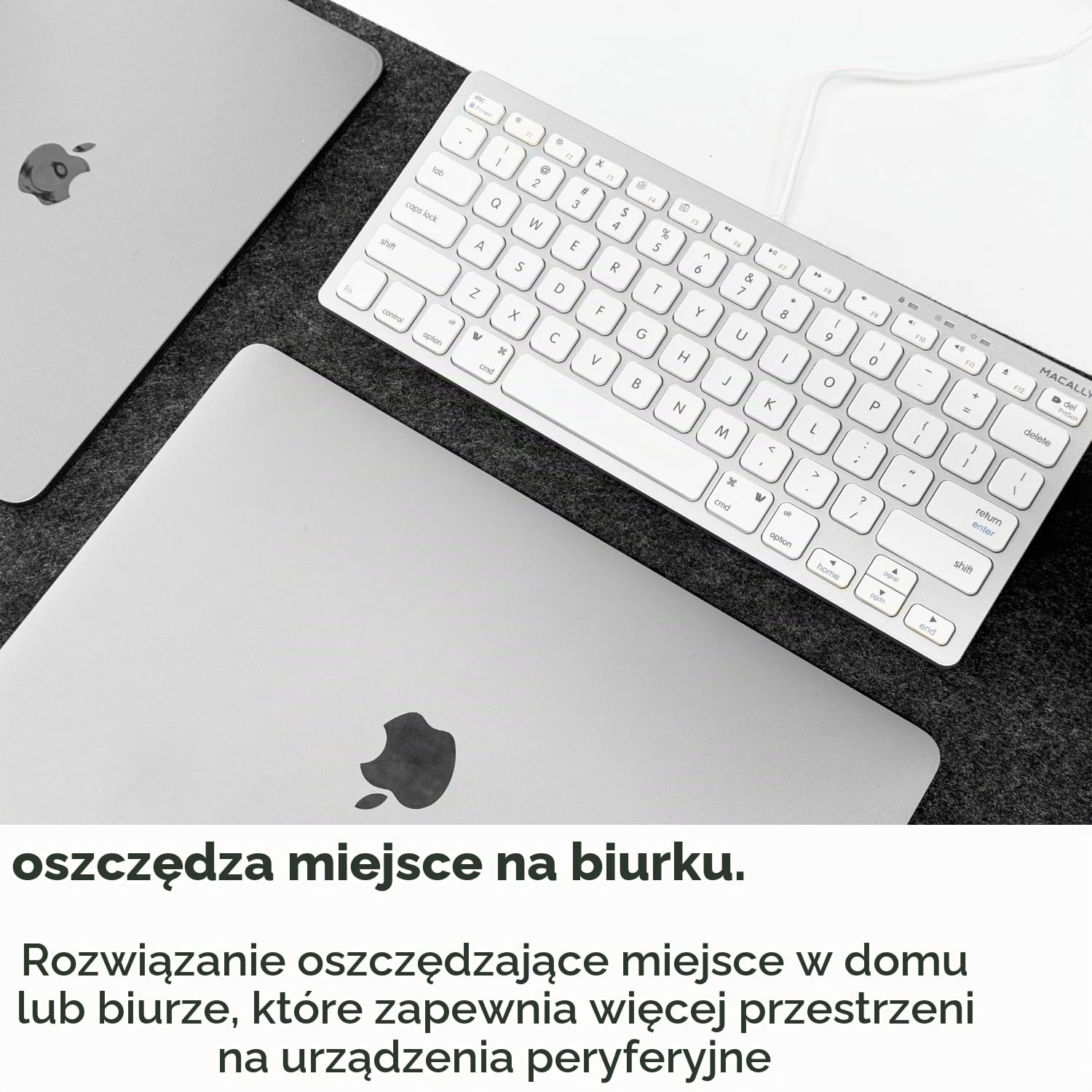 Macally SLIMKEYCA, kompaktowa klawiatura USB-A do Mac, układ nasadki klawiszy US QWERTY