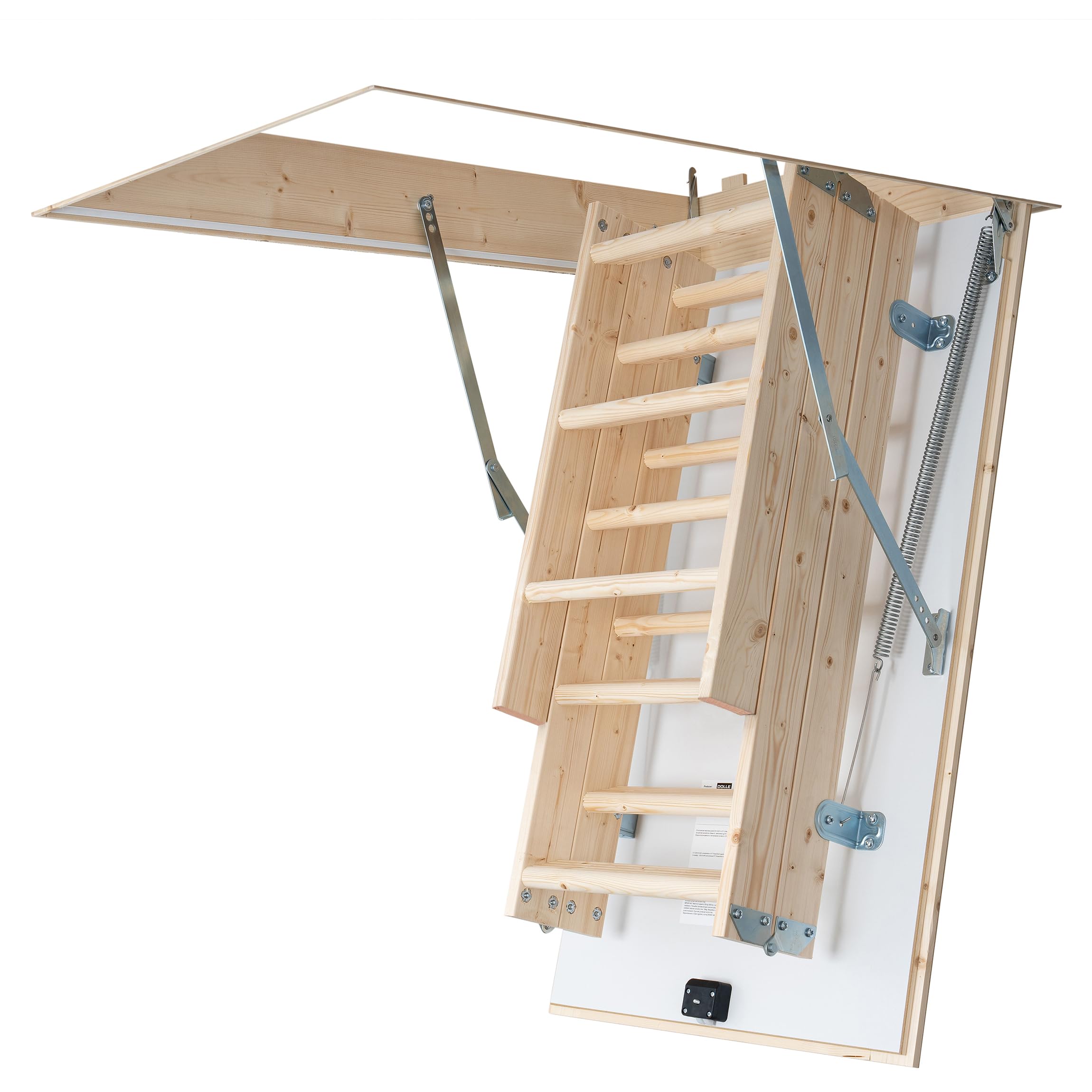 DOLLE Dachbodentreppe wärmegedämmt 120×60 cm – für lichte Raumhöhen 285 cm Klapptreppe mit U-Wert 1,60 Holz, 3-teilig, inkl. Bedienstab Belastbar bis 150 kg
