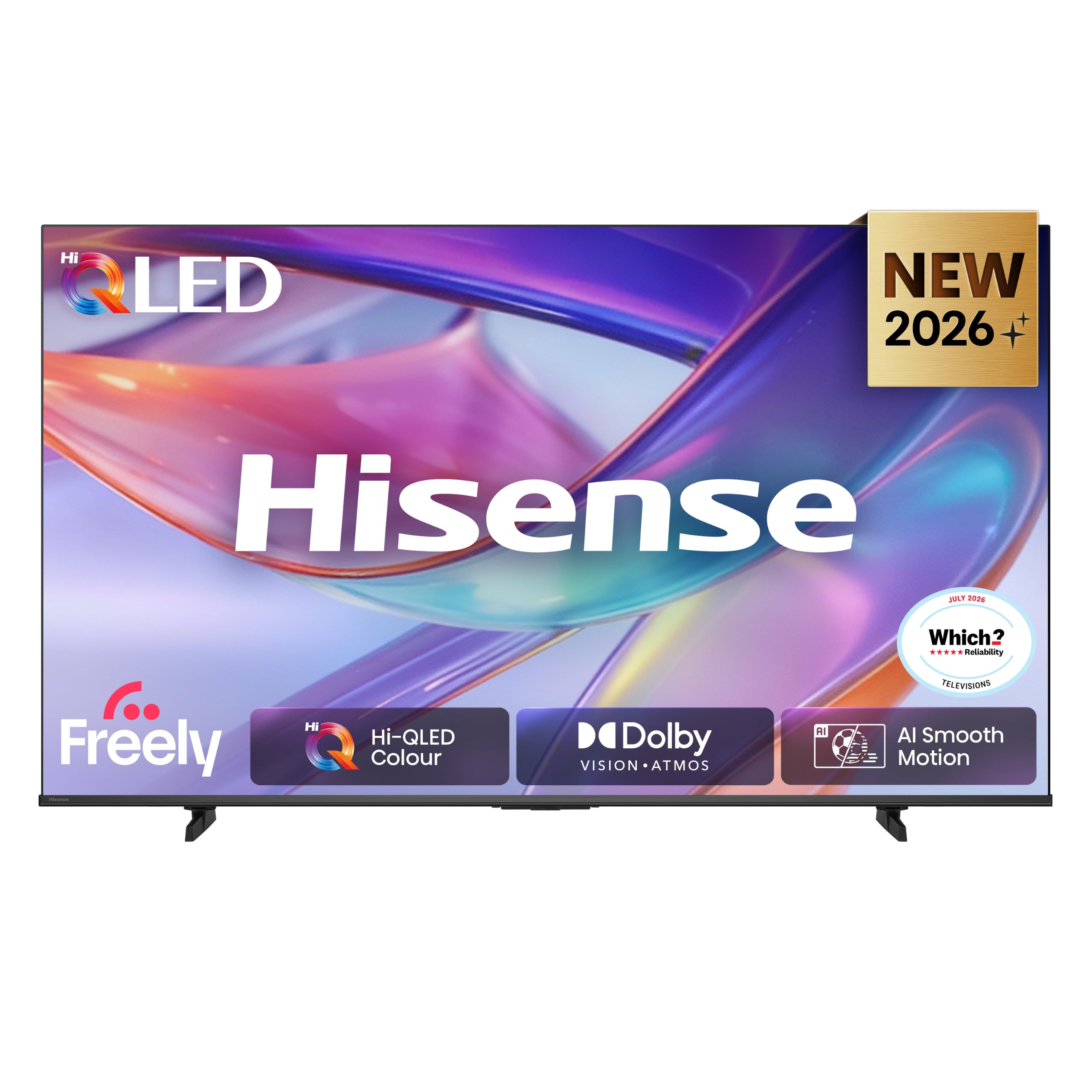 Hisense 75" 75E7STUK Hi-QLED 4K Ultra HD AI Smart TV with Freely, Netflix, Disney+ and YouTube - Hi-QLED Colour, Dolby Vision.Atmos, AI 4K Upscaler, AI Smooth Motion, Game Mode Plus, Filmmaker Mode