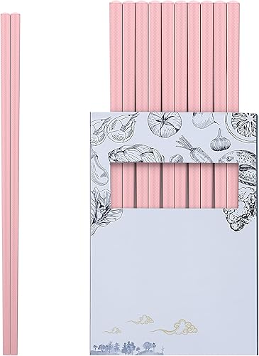 Palillos de fibra de vidrio  6 pares de palillos rosados reutilizables aptos para lavavajillas, ligeros, fáciles de usar, 9.48 pulgadas9.5 in  Set