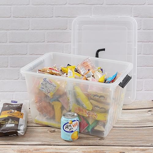 Miniatura 4 de Oymlclivisa Contenedores de almacenamiento transparentes de 18 cuartos de galón con tapa, caja de plástico con asa, 4 paquetes