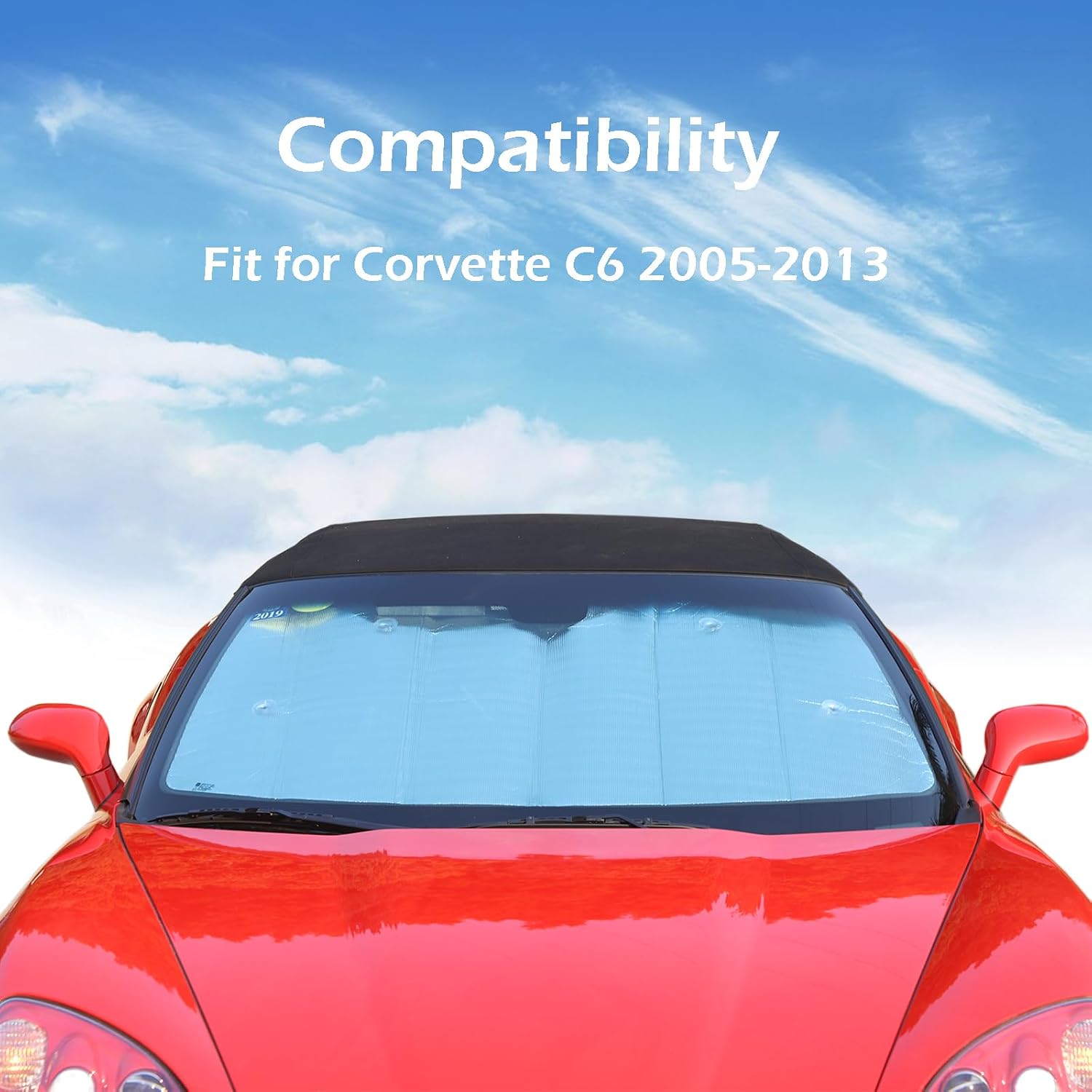 Car Window Windshield Sun Shade Foldable UV Rays Sun Visor Reflective Car Shade Cover Compatible with Corvette C6 Z06 ZR1 2005-2013 (All Windows)