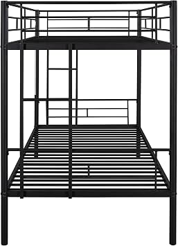 Metal Bunk Bed Twin Over Twin Sturdy Heavy Duty Bunk Beds with 2 Side Ladders,Space Saving,No Box Spring Needed,for Kids Teens Adults (Black)