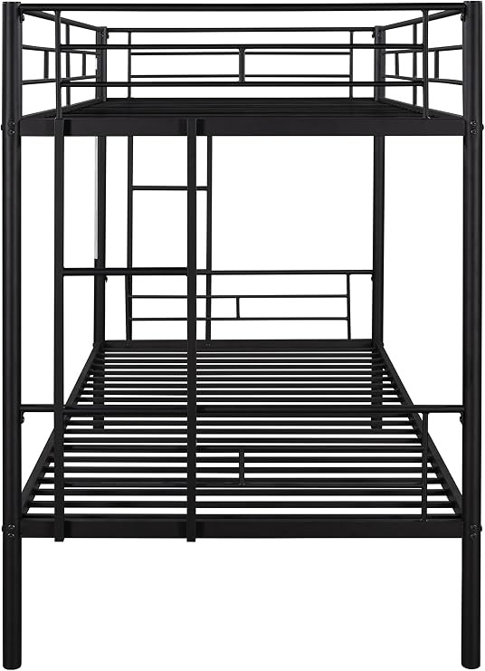Metal Bunk Bed Twin Over Twin Sturdy Heavy Duty Bunk Beds with 2 Side Ladders,Space Saving,No Box Spring Needed,for Kids Teens Adults (Black)