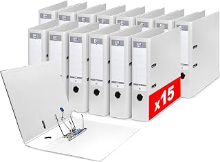 OXFORD 15 Stück Ordner mit Hebel, Smart Pro+, A4XL, Rücken 80 mm, 2 D-Ringe, Polypro-Einband, gefüttert, Weiß