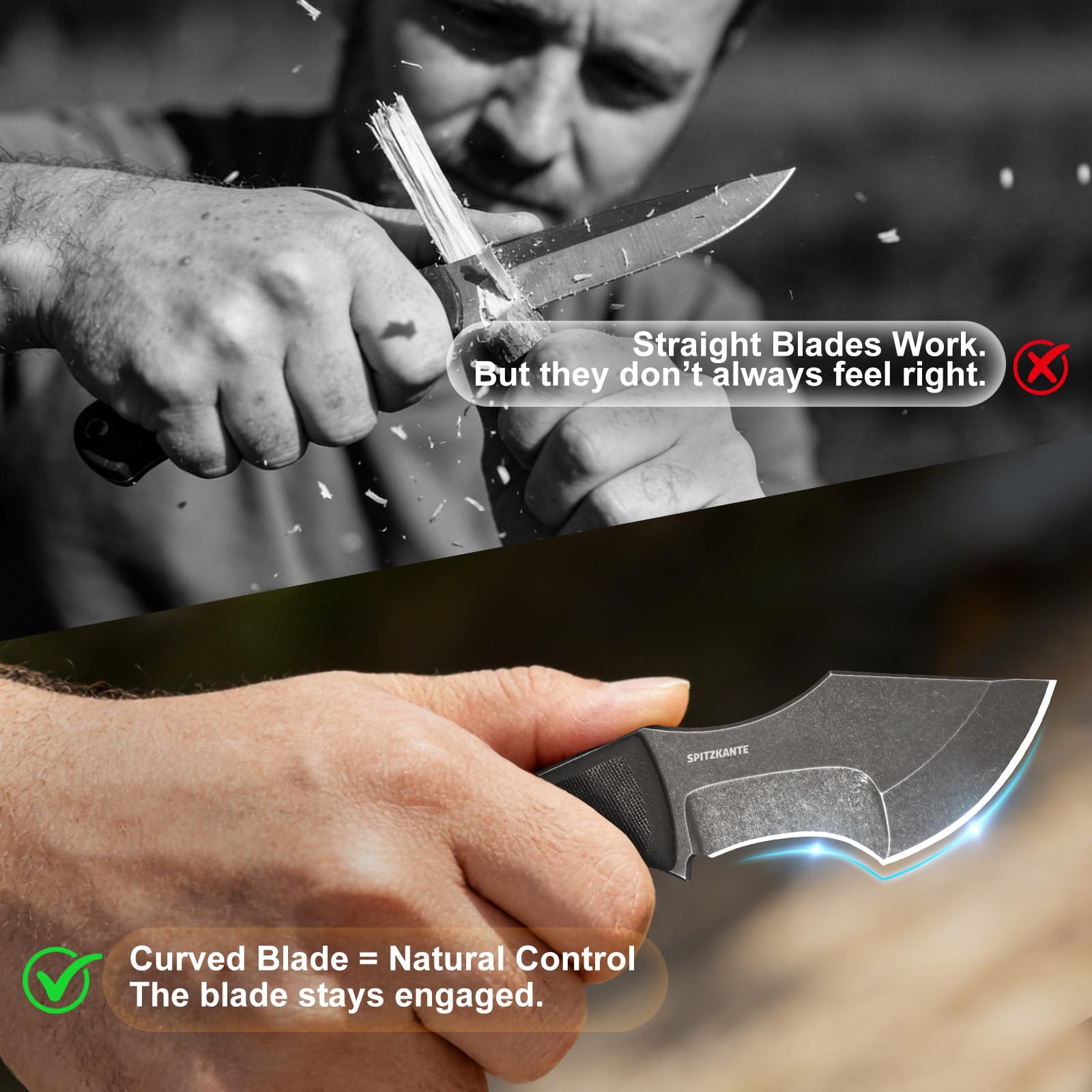 Coltello da Tracker Outdoor, Lama in 5Cr14MoV, Manico in G10, Lunghezza Totale 18.8 cm, con Fodero