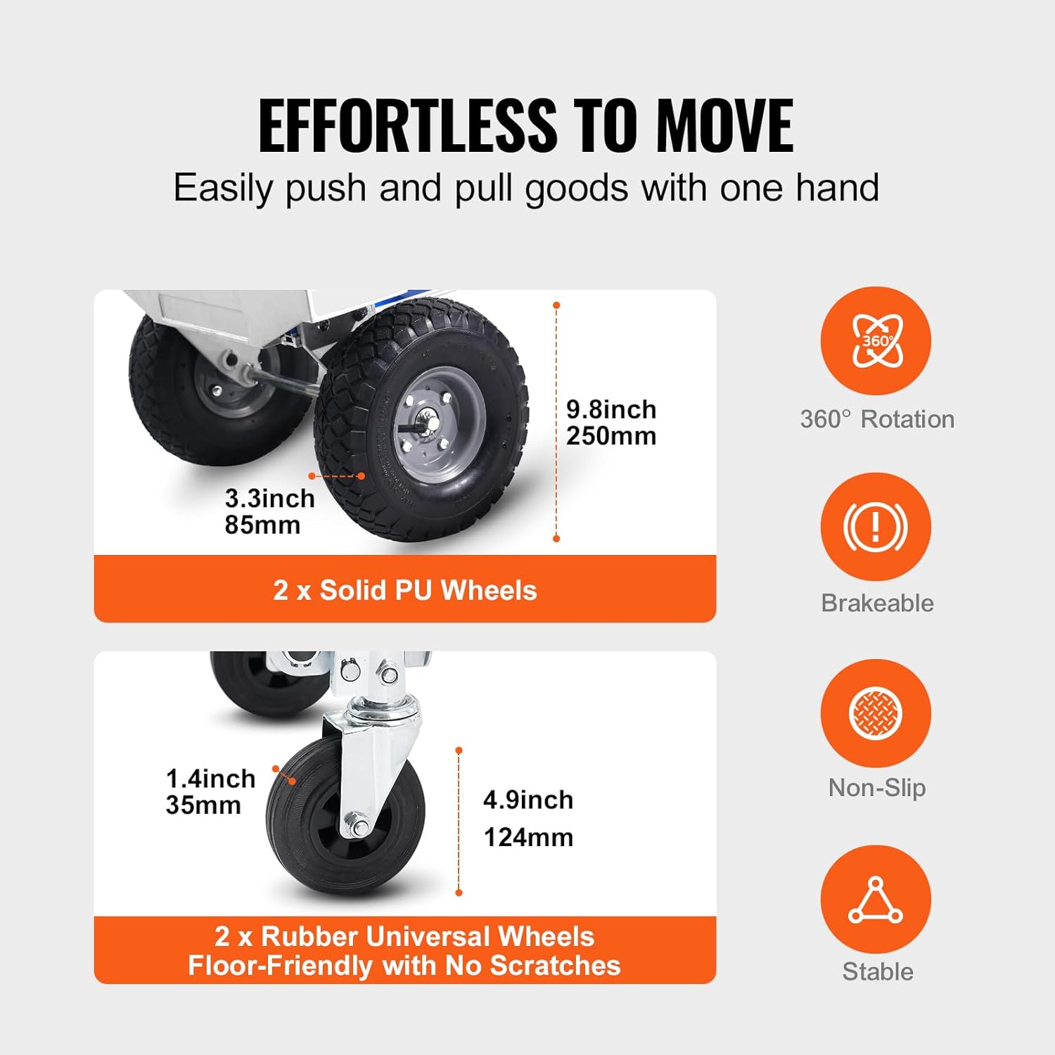VEVOR Aluminum Truck, 2 in 1, 800 lbs Load Capacity, Heavy Duty Industrial Convertible Folding Hand Truck and Dolly, Utility Cart Converts from Hand Truck to Platform Cart with Rubber Wheels