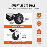 Vista 95 de VEVOR Folding Hand Truck and Dolly, 309 Lbs Capacity, Aluminum Foldable Cart, Heavy-Duty Luggage Trolley Cart with Telescoping Handle and PP+TPR