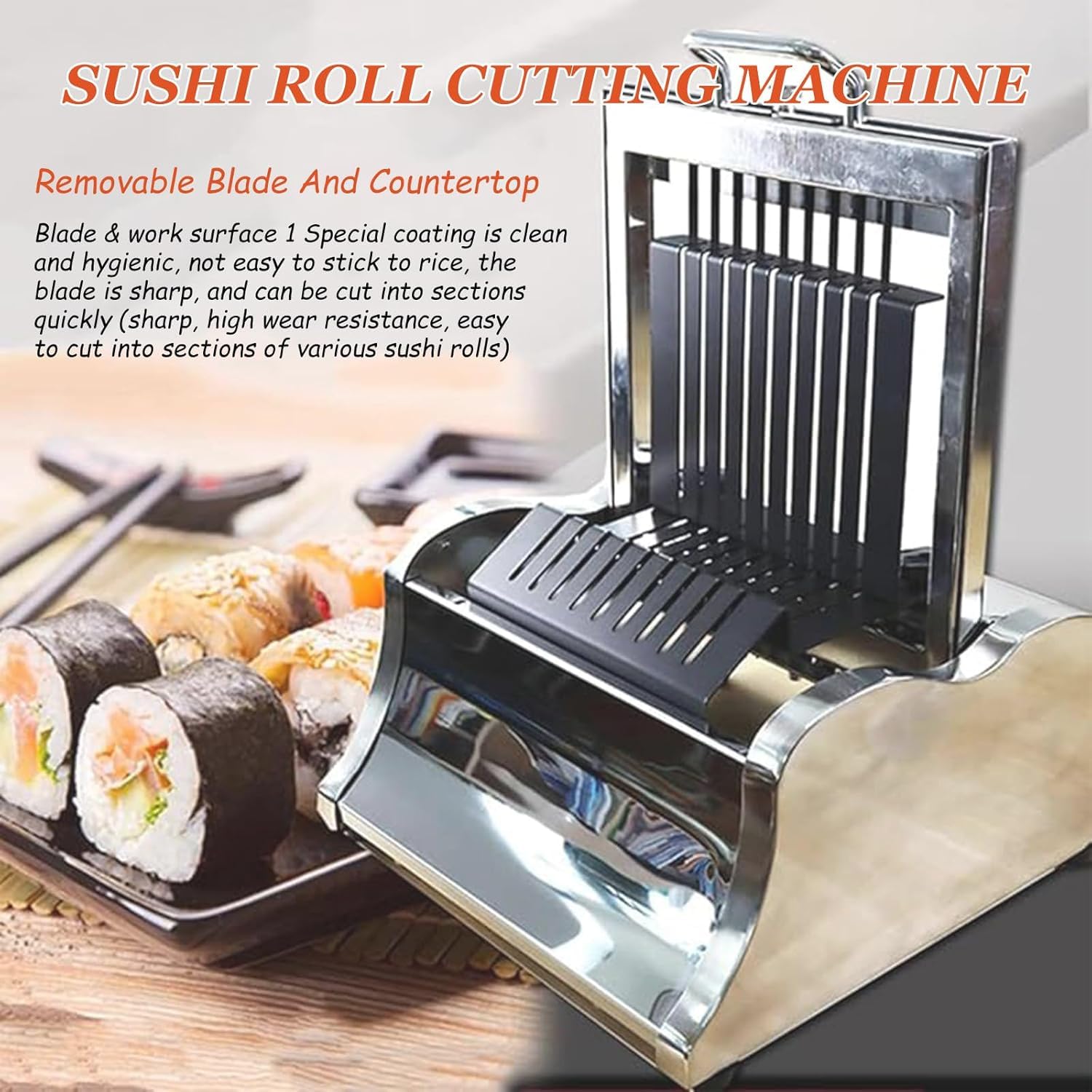 Maszyna do cięcia rolek sushi z wieloczęściowym zestawem do użytku domowego i profesjonalnego, przyjazne dla początkujących narzędzie do robienia sushi, 12 plasterków