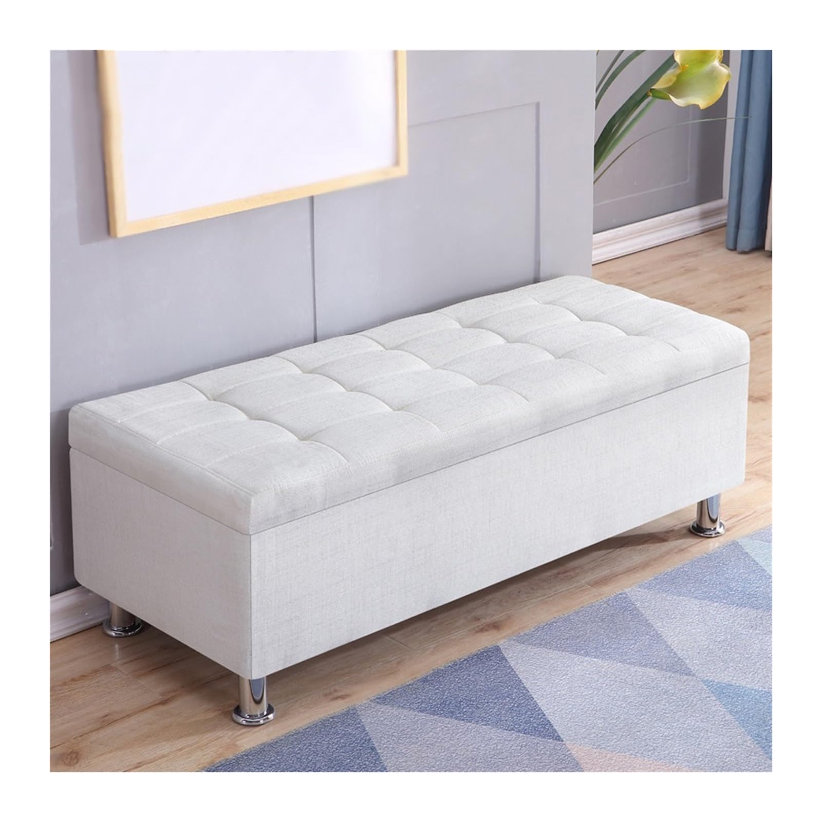 Banc d'entrée blanc 30x30x35cm avec rangement multifonctionnel
