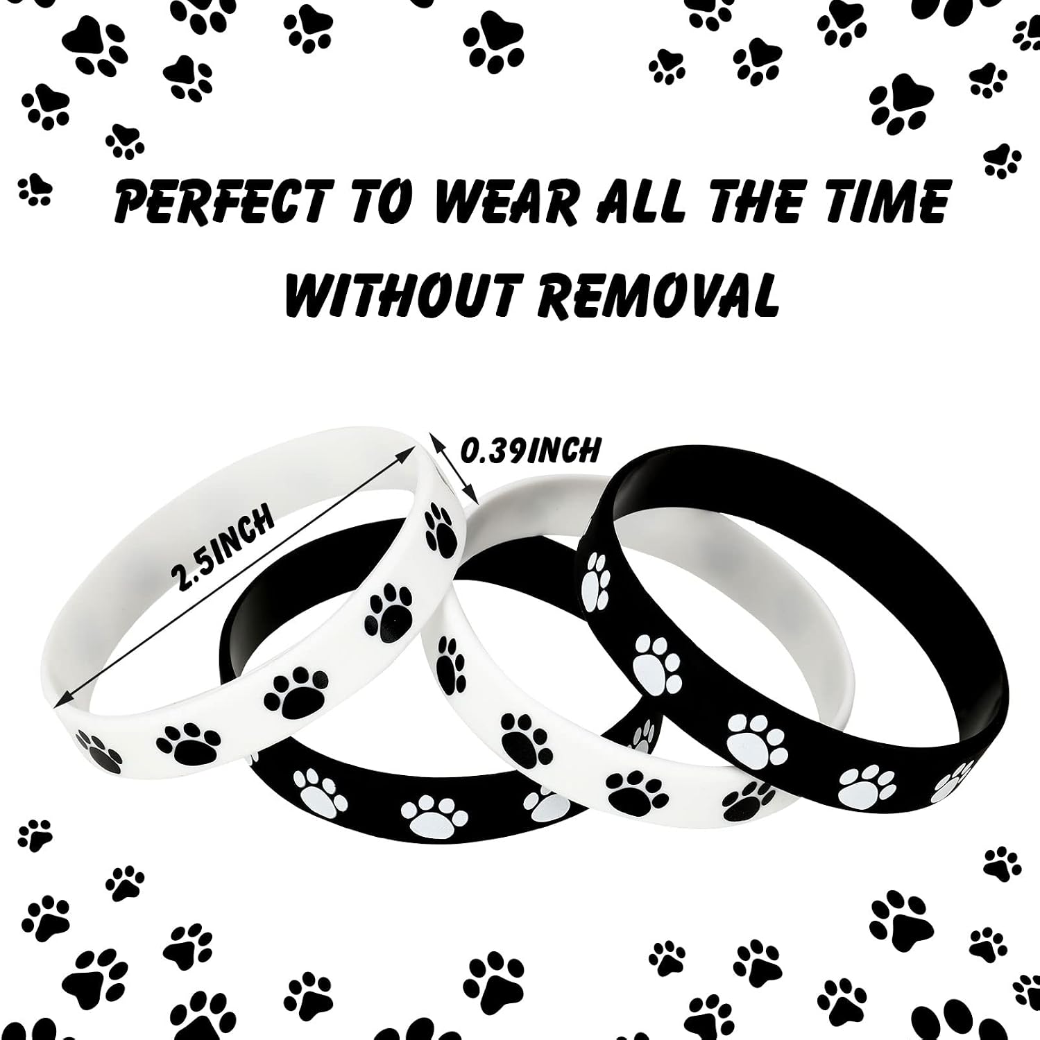 Sumind 48Pcs Paw Print Rubber Bracelets School Spirit Items Dog Party Favor image 4