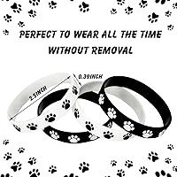 Vista 4 de 48 pulseras de goma con estampado de patas, pulseras elásticas de silicona multicolor para suministros de fiesta de cumpleaños, negro, blanco