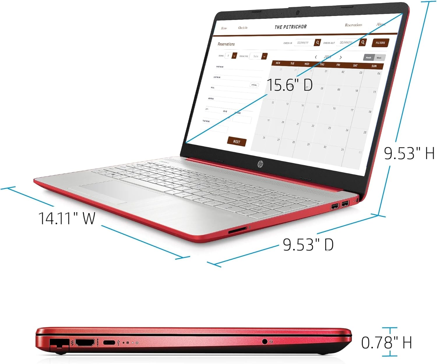 HP 15.6 Inch Laptop with Free Microsoft 365 | Intel Pentium Silver N5030, 4-Core Processor | 16GB RAM, 128GB SSD with 1TB Cloud Storage | Scarlet Red | Intel UHD Graphics | 11HR Battery | Windows 11