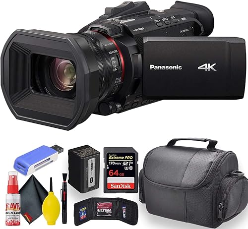 Panasonic HC-X1500 - Videocámara profesional 4K con zoom óptico 24x transmisión en vivo WiFi HD con funda suave tarjeta Sandisk Extreme Pro de 64GB