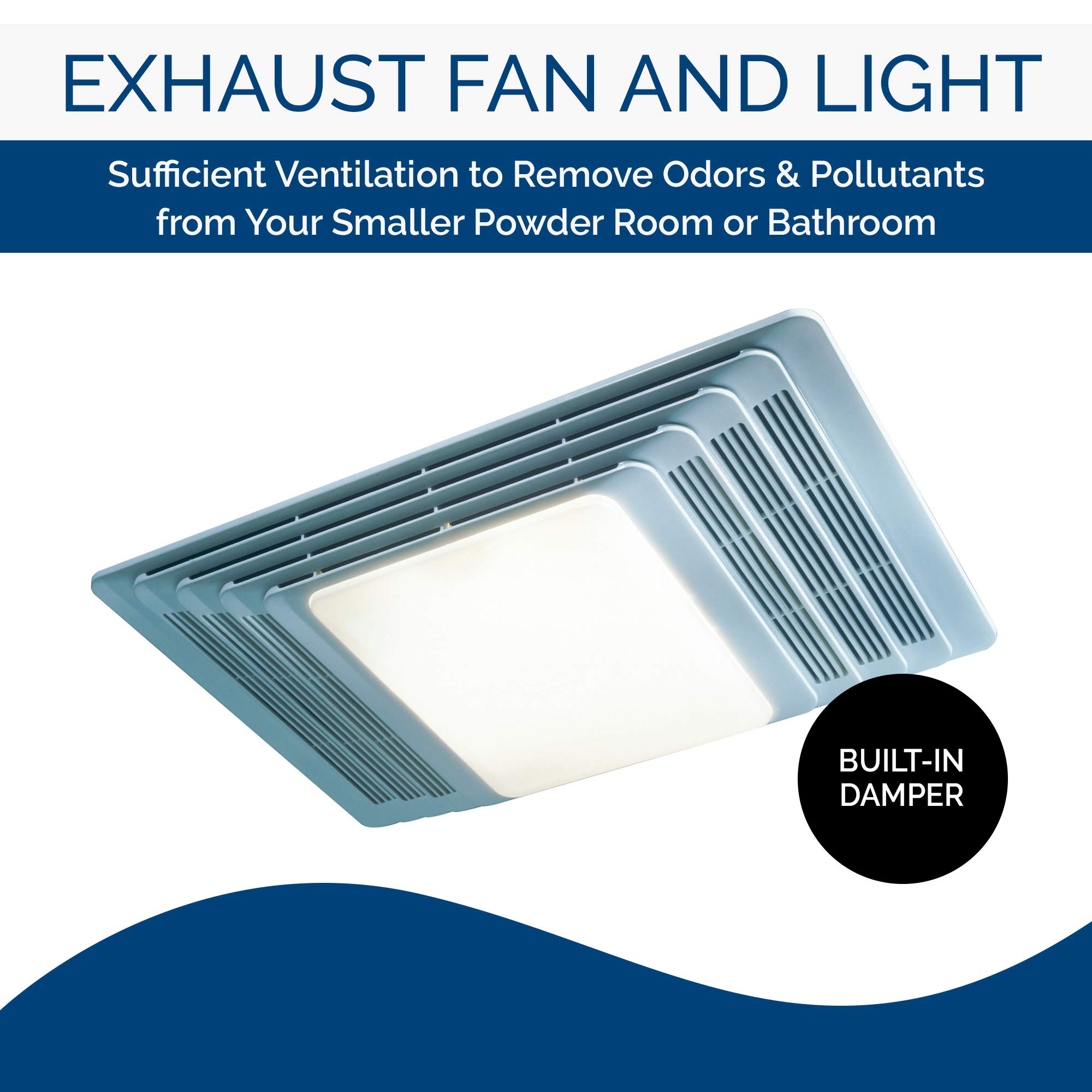 Broan-Nutone 657 Ceiling Exhaust Fan and Light for Bathroom and Home,  100-Watts, 4.0 Sones, 70 CFM , White - Broan Bathroom Fan - Amazon.com