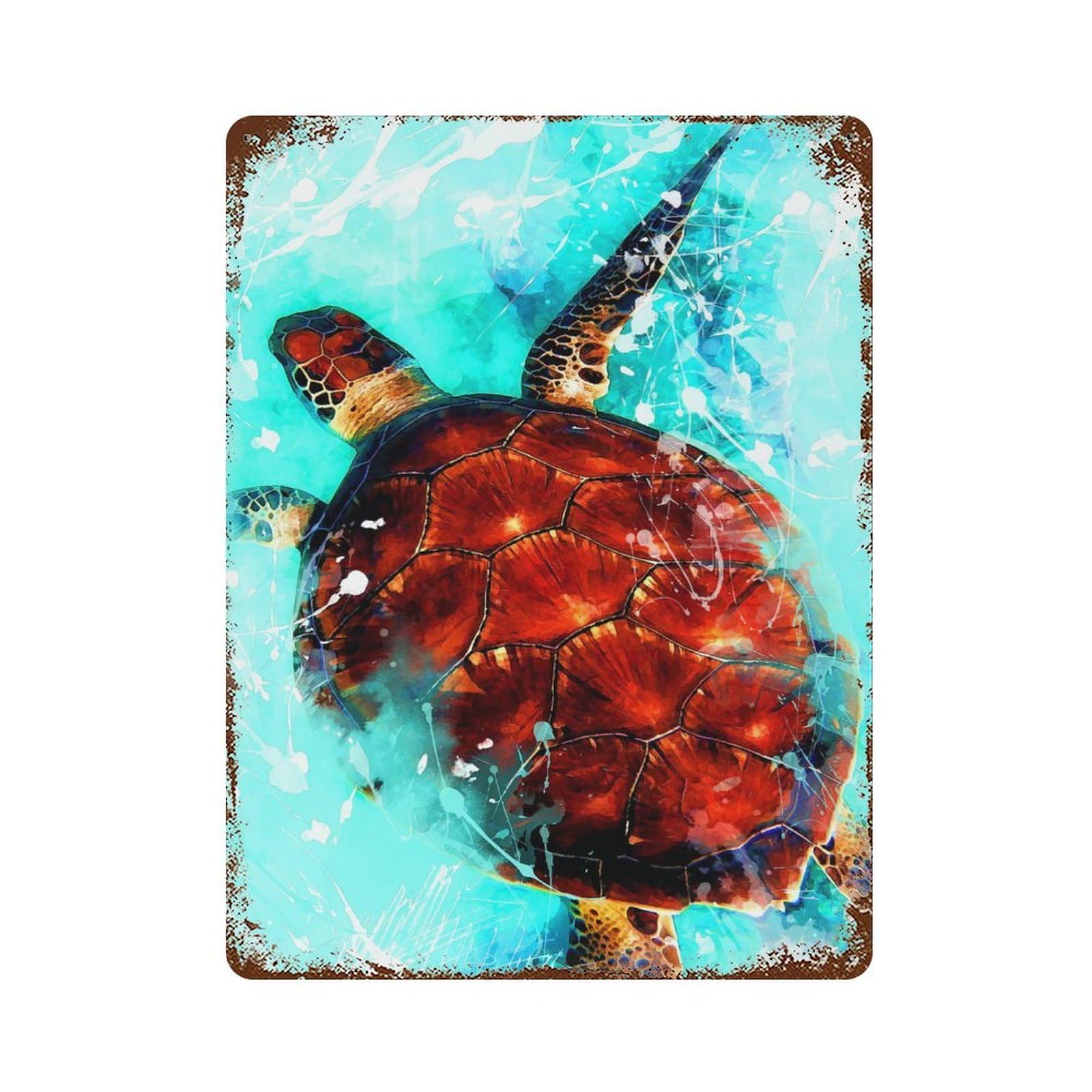 Garage Style Turtle Rustic Tin Plaque 15.7"x11.8", Industrial Home Decor for Bar And Workshop
