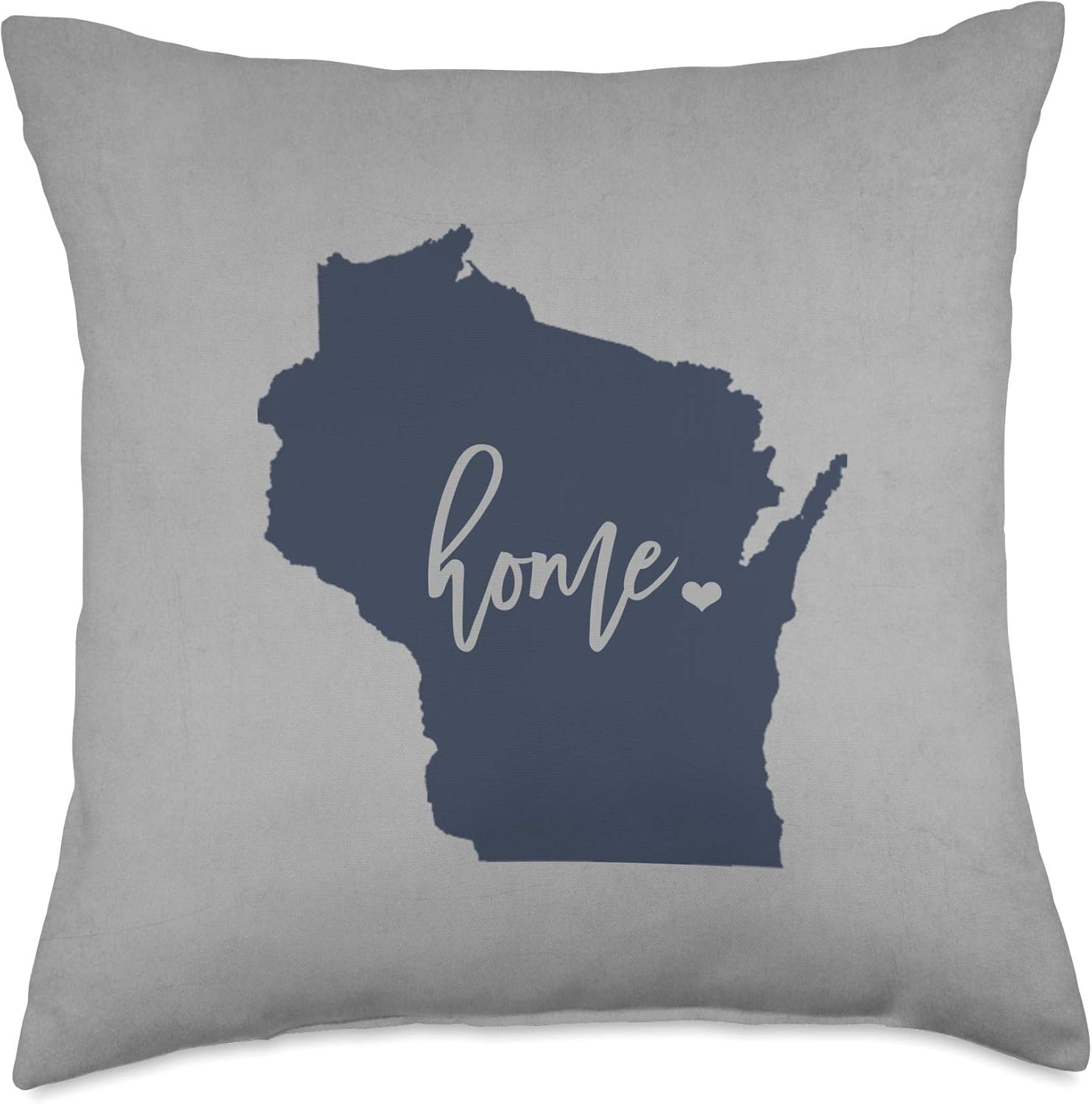 Wisconsin Home State Home Décor Navy and Grey Throw Pillow 18x18