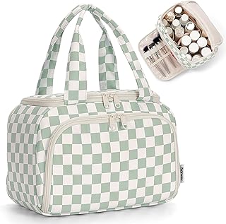 Narwey Neceser de viaje a cuadros para mujer,...