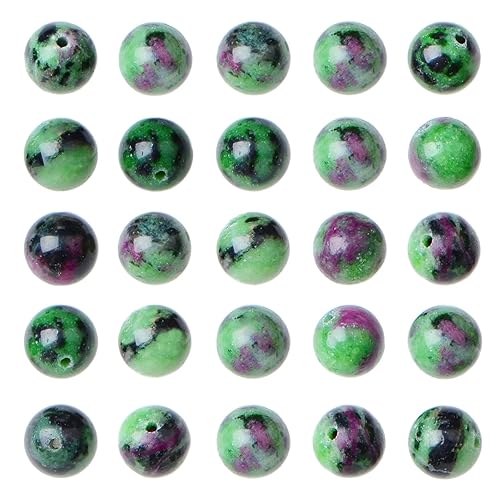 8mm Natural Loose Beads 110 pcs for Making mala Necklace or Bracelet (Ruby Zoisite)