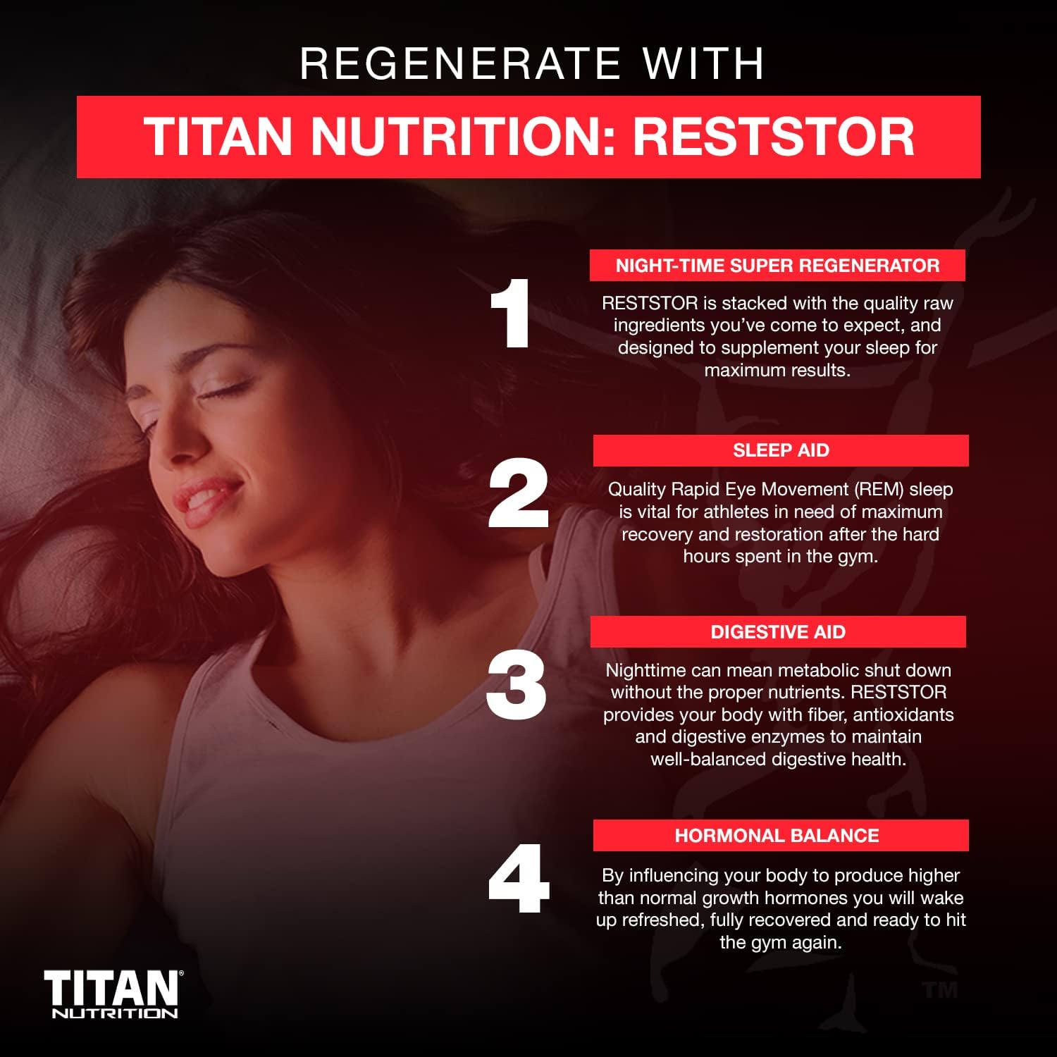 Titan RestStor Natural Sleep Aid Supplement - for Mood, Hormonal Balance, & Recovery - Magnesium, Melatonin, Kava Kava, GABA, & Digestive Enzymes - Sleeping Pills for Athletes - 90 Capsules