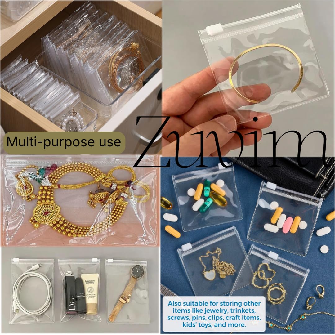 Zuvim Multipurpose Transparent Storage Pouch, 25 Pack, 6x8 Inches, Transparent PVC, Zipper Closure, Jewelry, Makeup, Travel Accessories, Stationery, Personal Care Products 2
