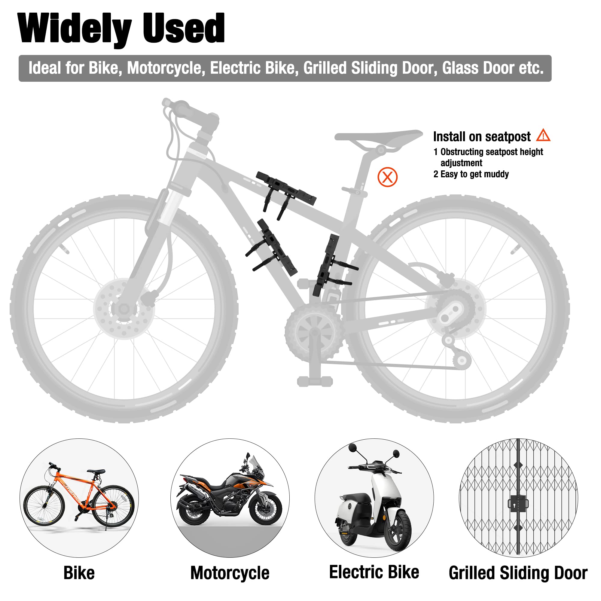 ValueMax Składany zamek rowerowy o długości 100 cm, wytrzymały składany zamek rowerowy z 2 kluczami ze stali nierdzewnej i uchwytem montażowym do roweru/motocykla/skutera/drzwi składanych