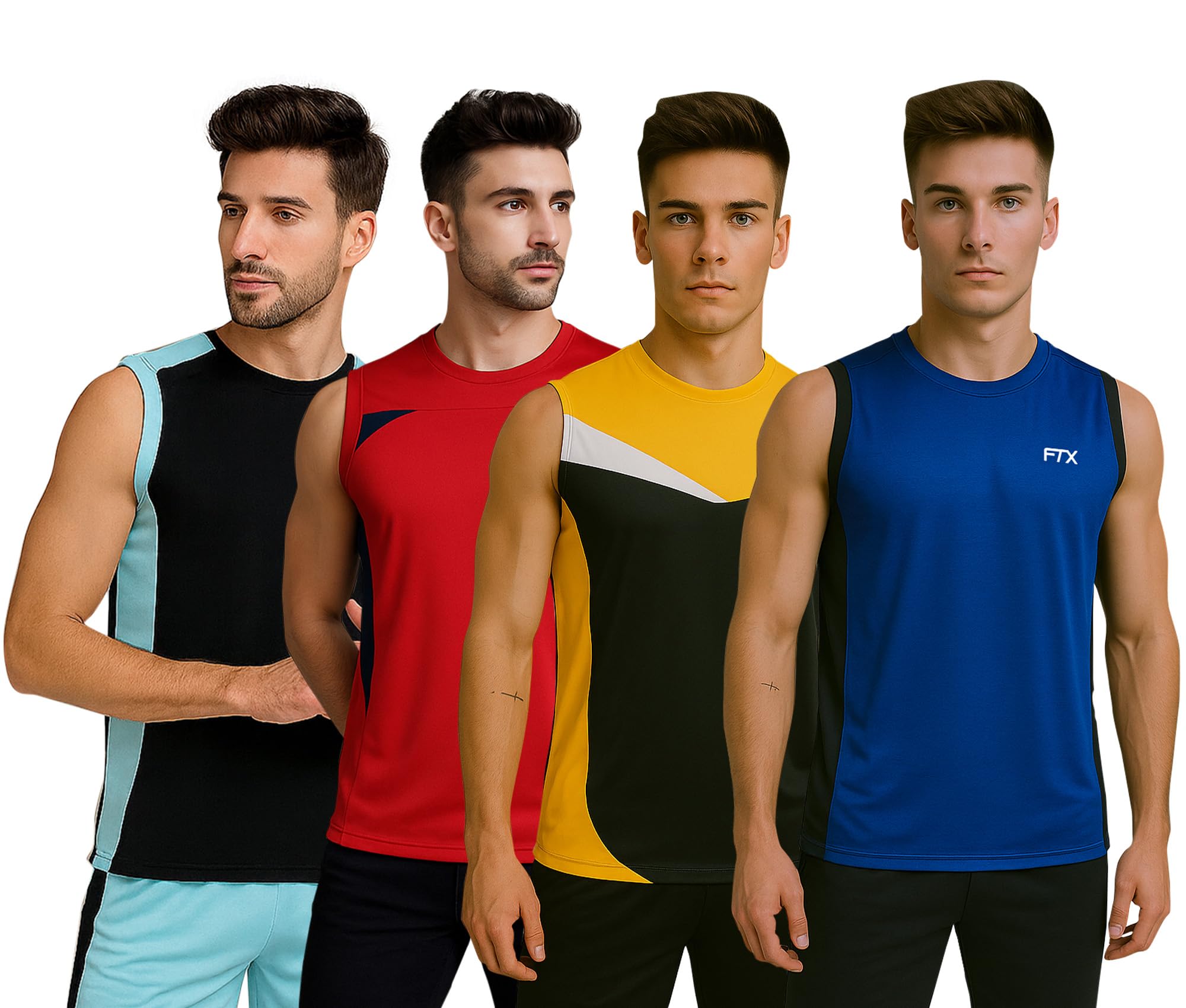 ftx Drifit Colorblock Sleeveless Activewear Sports Tshirt for Men (Pack of 4)-picture-21