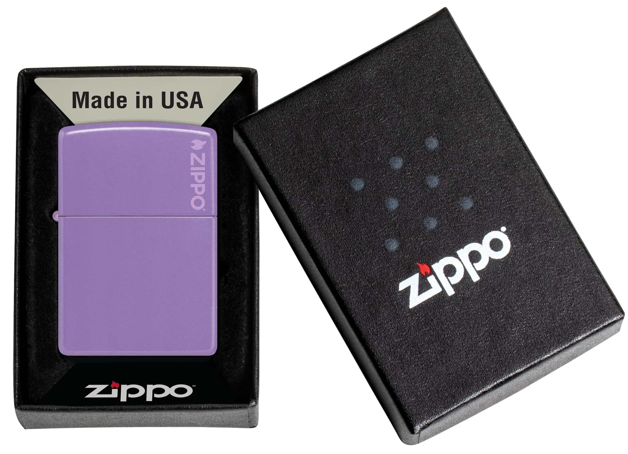 Zippo Zapalniczka Sztormowa, Model Podstawowy z Logo Zippo, do Napełniania, Wielokrotnego Użytku, Wiatroodporna Konstrukcja, Pudełko Prezentowe, Wyprodukowana w USA, Fioletowy (Smoky Lavender)