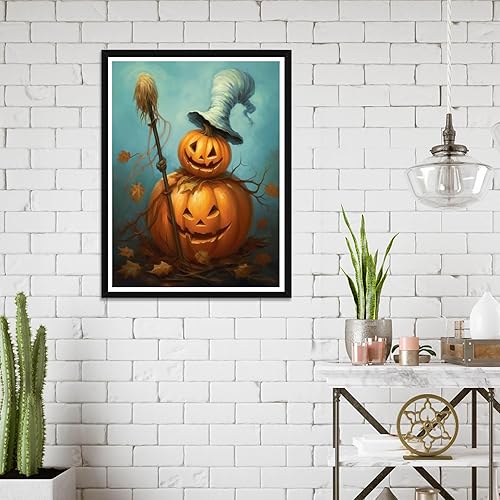 Miniatura 6 de Wergund - Kit de pintura de diamantes de calabaza para Halloween, kits de pintura de diamantes para adultos y niños, bordado de diamantes de