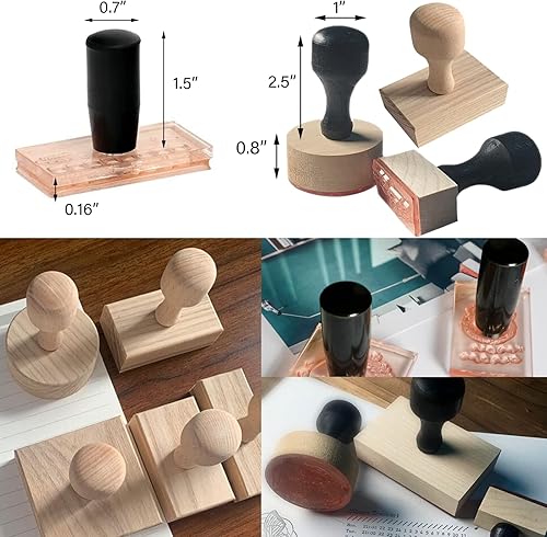 Miniatura 4 de Sello personalizado con texto de logotipo, sello de goma personalizado con asa, sellos de dirección para negocios o manualidades, cuadrado de 1