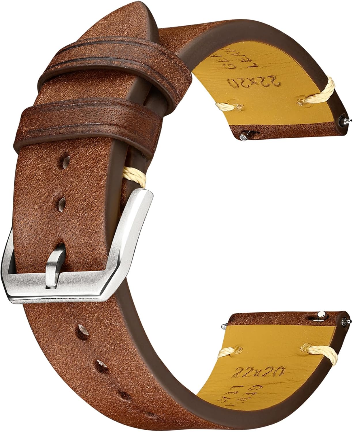 Leather Watch Straps with Quick Release, Italian Top Grain Sanded Calfskin Watch Bands, Hand-Stitched Vintage Style Watchband Replacements for Men, Women 18mm 19mm 20mm 21mm 22mm 23mm 24mm