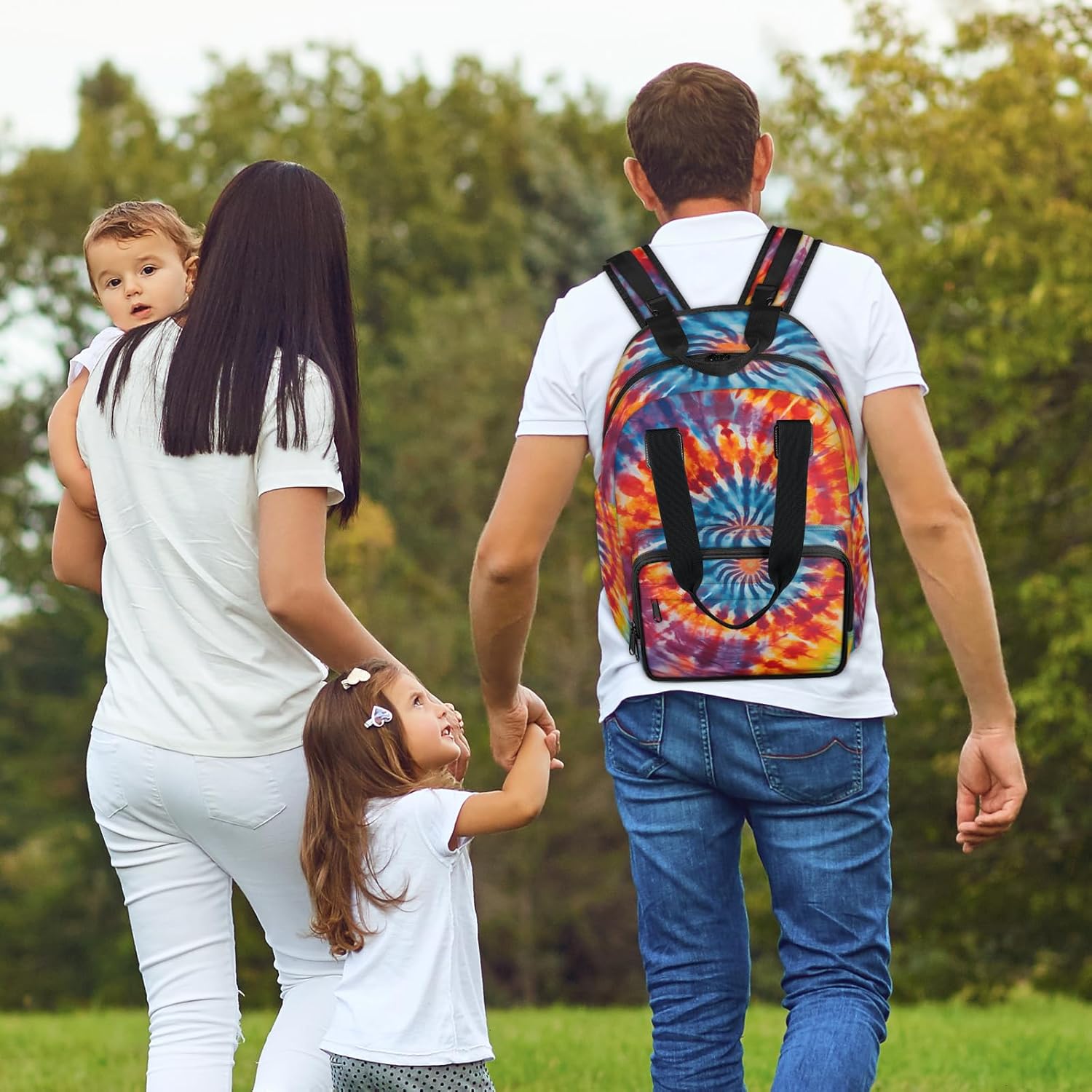 Tie Dye Diaper Bag Backpack for Travel, Waterproof Diaper Bag with Insulated Bottle Pockets & USB Port, Large Capacity Baby Bag for Moms & Dads