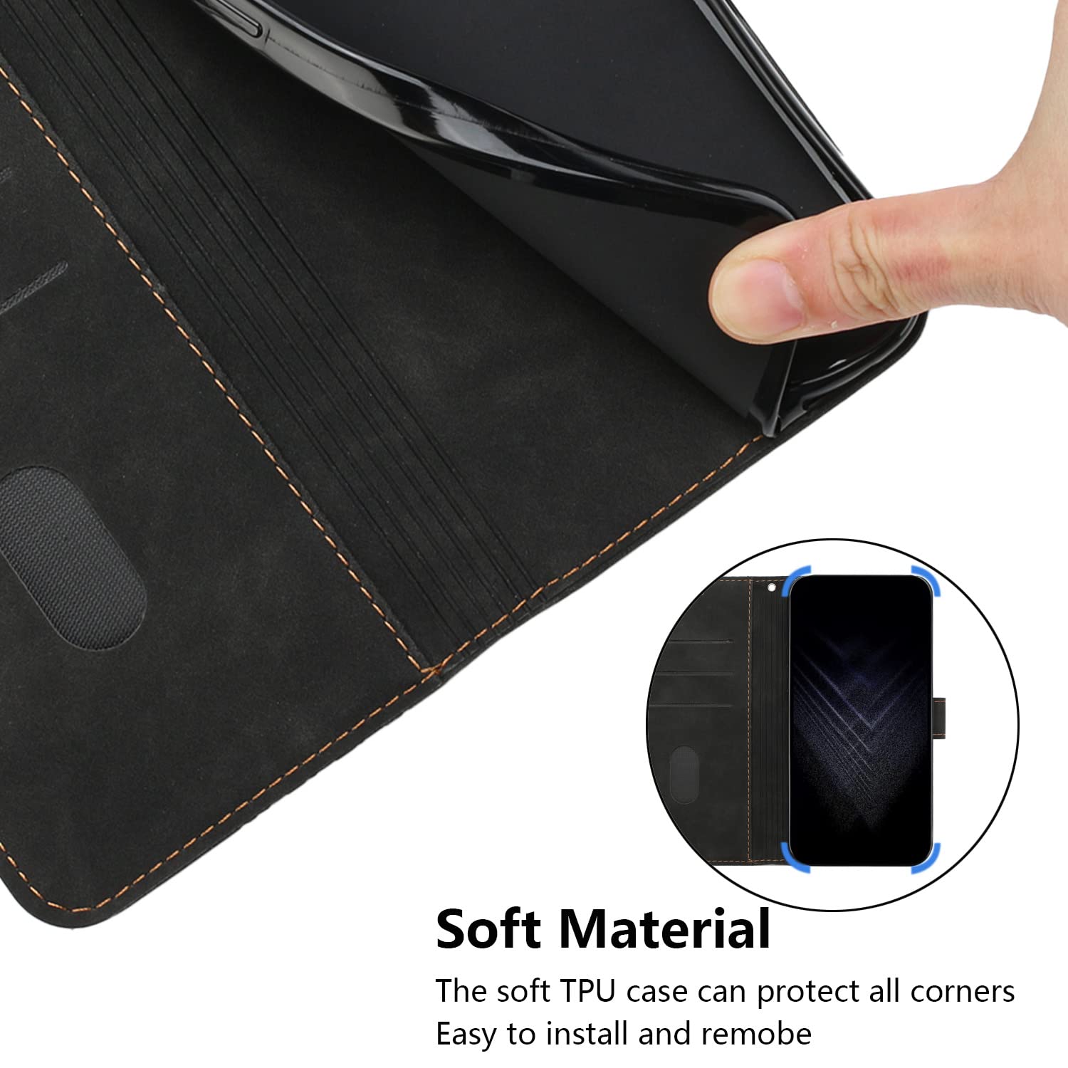 Funda para Xiaomi Mi Note 10/Mi Note 10 Pro/Xiaomi Mi CC9 Pro, PU Cuero Flip Carcasa Fundas Móvil de Tapa Libro Caso Piel PU Billetera Tarjetero Case Telefono Cubrir Móvil Phone Cover (Negro) - 5