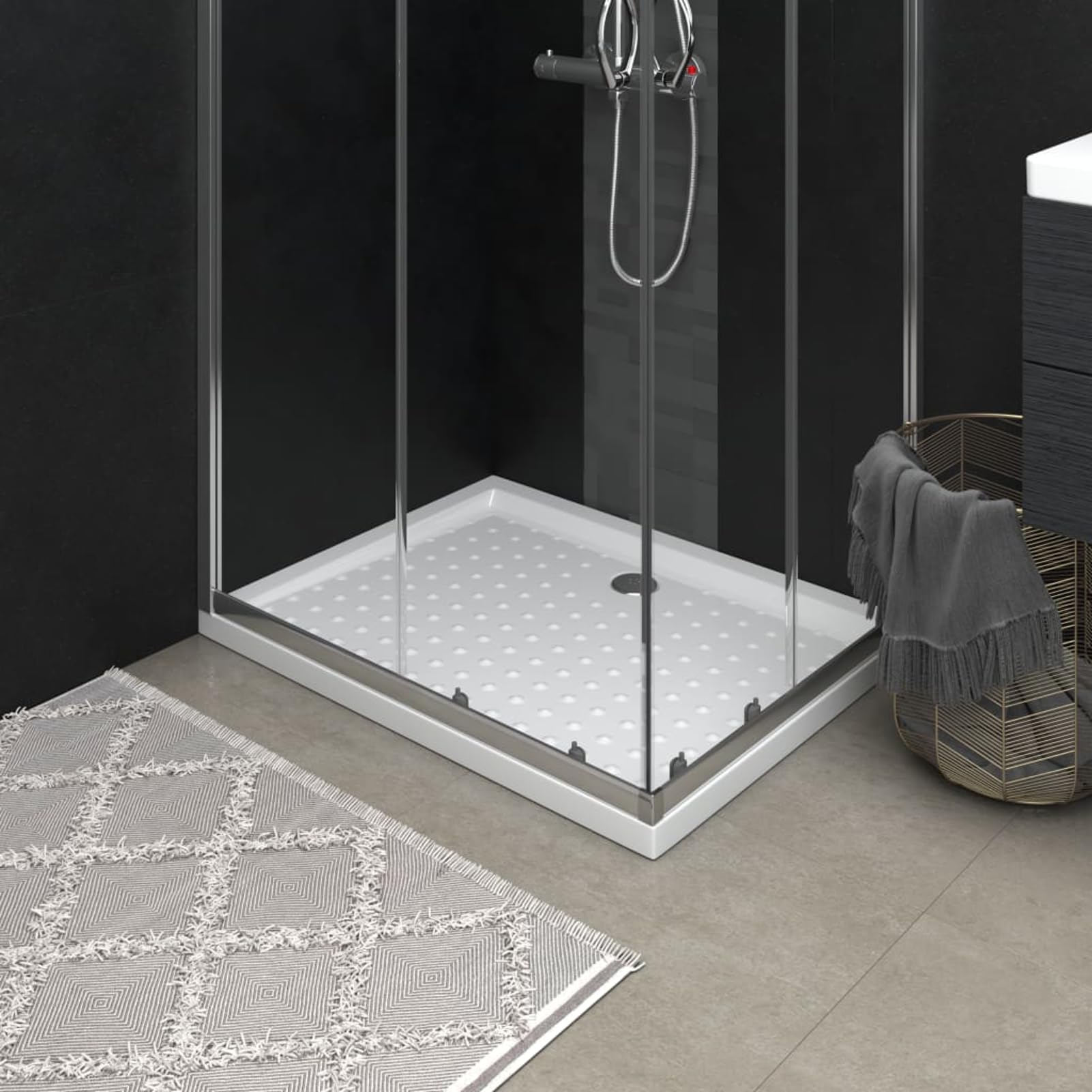 Rantry Duschwanne Anti-Rutsch Weiß 90x70x4 cm ABS Duschzubehör Model148896