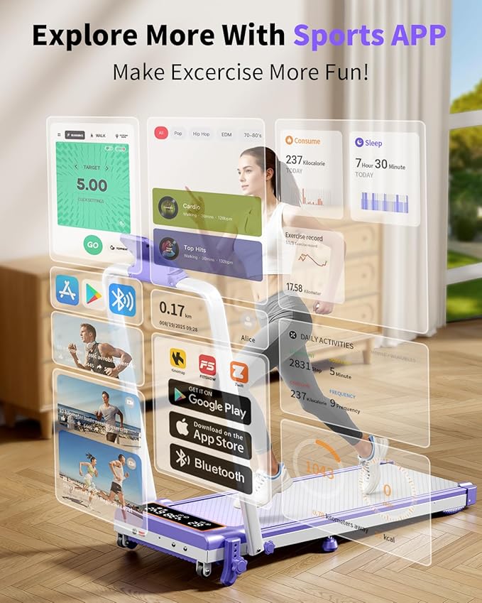 Caminadora Plegable Eléctrica con Inclinación 15% y Pantalla miniatura 9