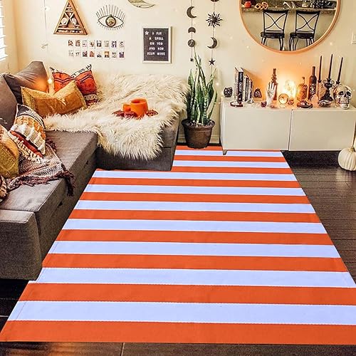 Vista 133 de Alfombra de exterior blanca y negra de 3 x 5 pies, alfombra de algodón tejida a mano, lavable a máquina, para interiores y exteriores, alfombra