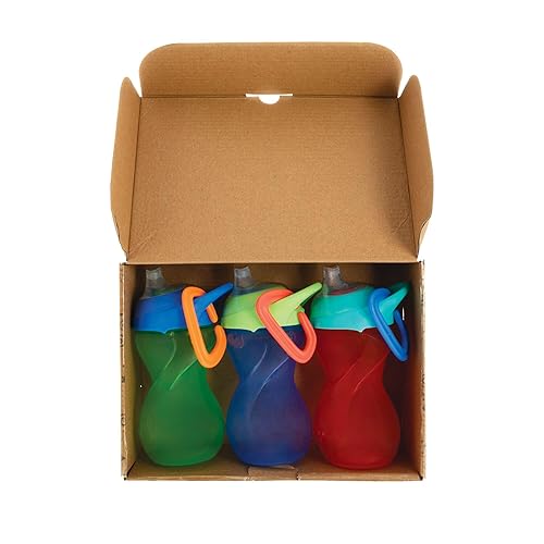 Miniatura 7 de Nuby No-Spill Clik-It - Vaso para sorber de boquilla suave con clip de mosquetón, paquete de 3 unidades, 10 onzas, taza para bebés de 6 meses