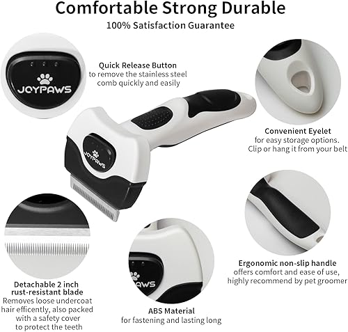 Miniatura 6 de JOYPAWS Pets - Cepillo para perros y gatos para desprendimiento, la mejor herramienta de aseo de mascotas de pelo largo y corto, reduce eficazmente