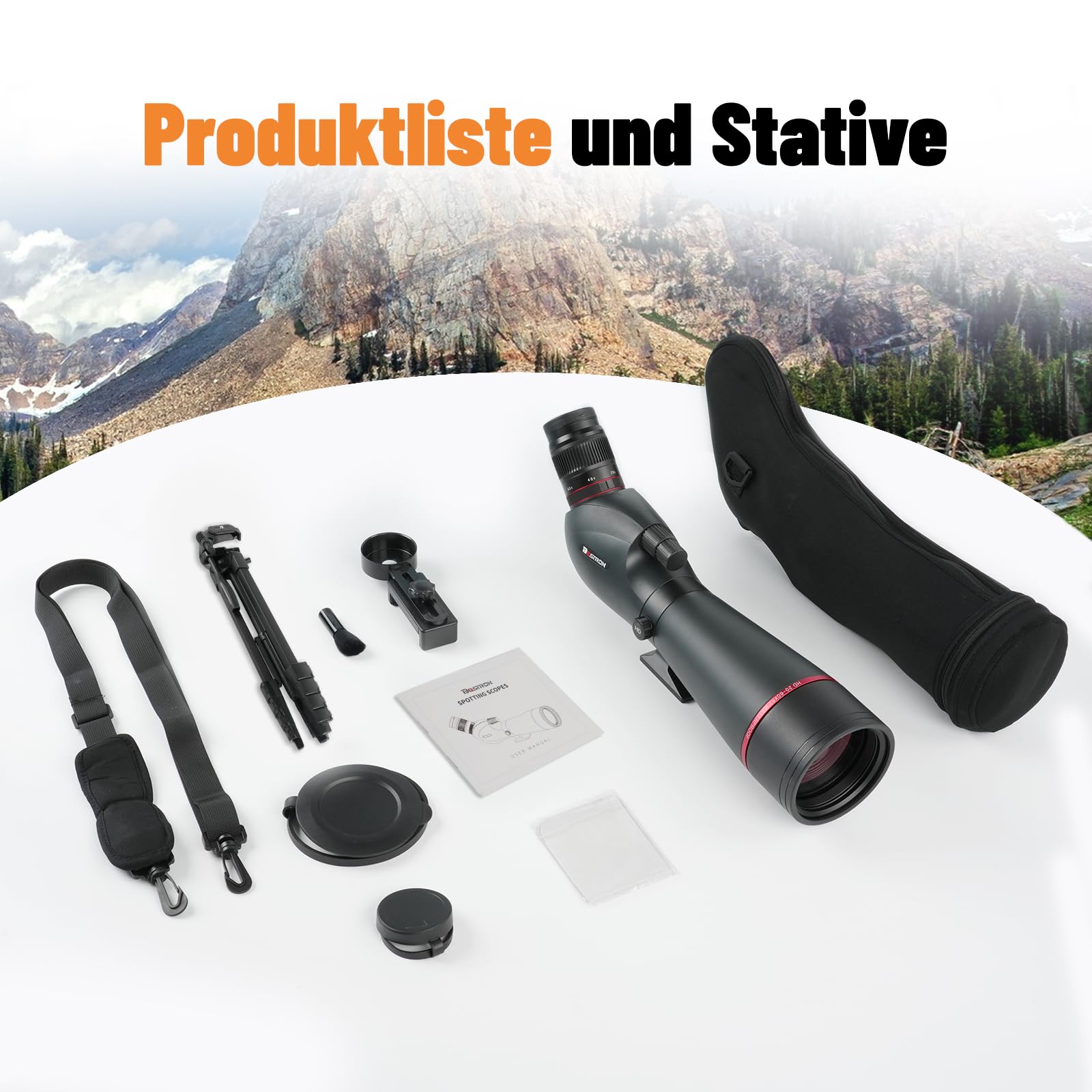 Spektiv 20-60x82 BAK4 FMC – IPX7 Wasserdichtes Fernrohr mit 27mm Okular für Vogelbeobachtung Jagd