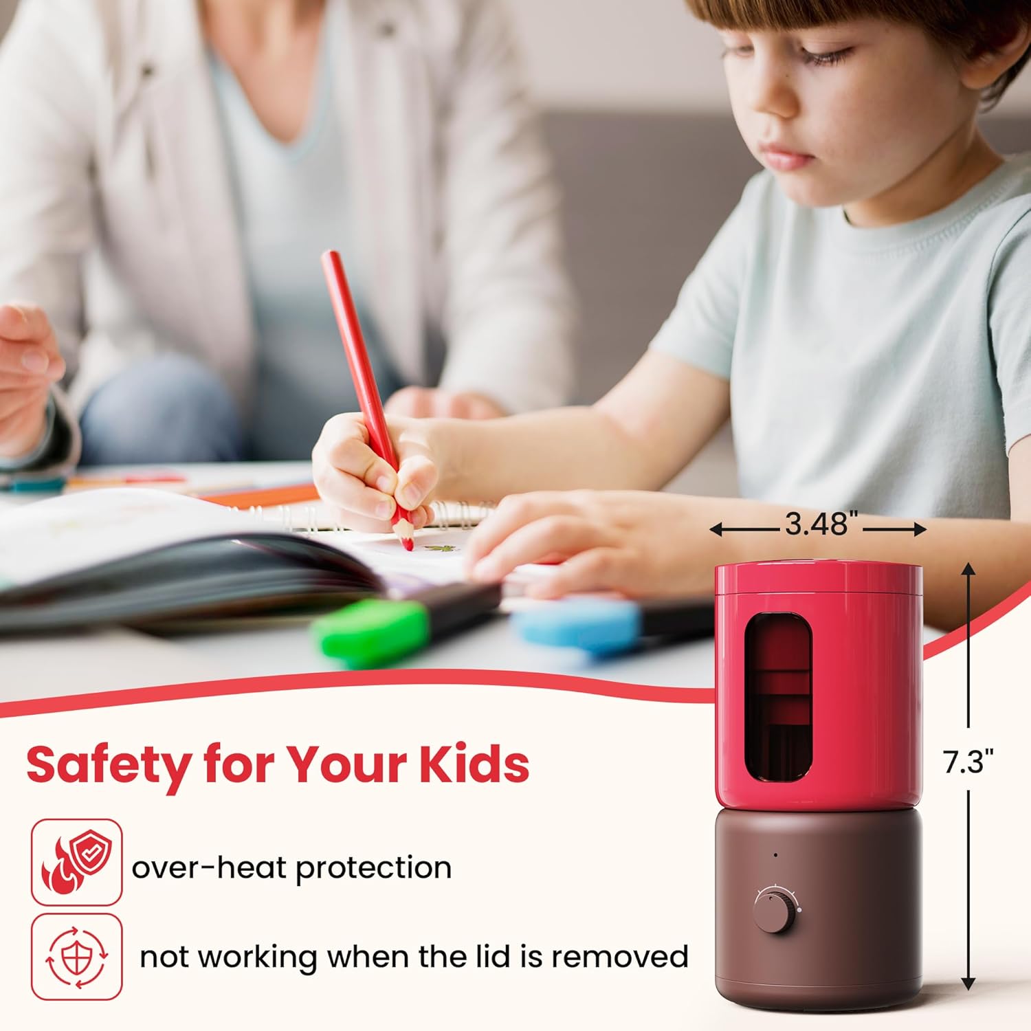 Electric Pencil Sharpener for Artists, Auto in& Out, Fully Automatic Sharpener for Kids, 6.9-11.2mm Colored/Jumbo Pencils, Rechargeable Hands - Free Pencil Sharpener for School Classroom