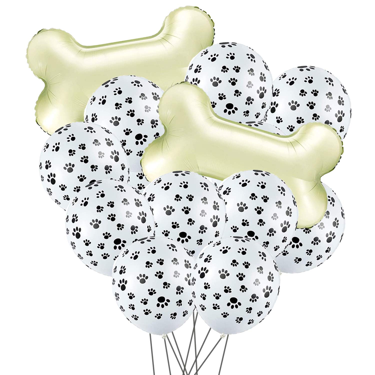 44PCS Dog Themed Balloons Party Supplies Decorations Pets Dog Paw Print Bone Shaped Baby Shower Birthday Party Favors