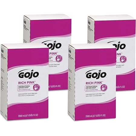 GOJO RICH PINK Antibacterial Lotion Soap, 2000 mL Lotion Soap Refill for GOJO PRO TDX Push-Style Dispenser (Pack of 4) - 7220-04